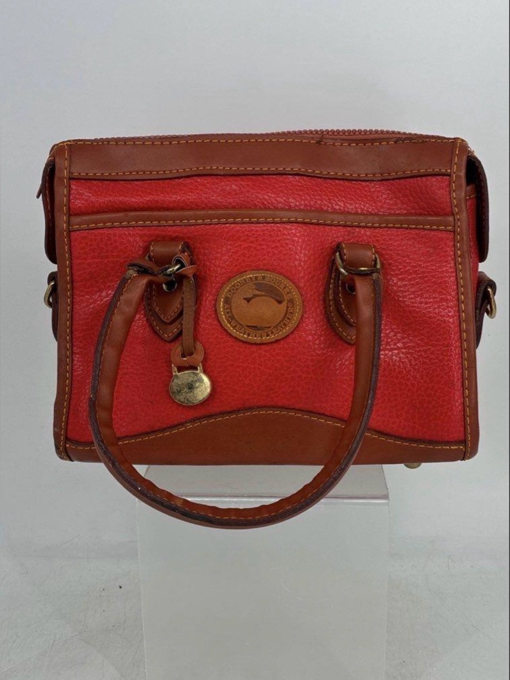 Vintage Dooney & Bourke Red Pebbled Leather Satchel Bag ❤️